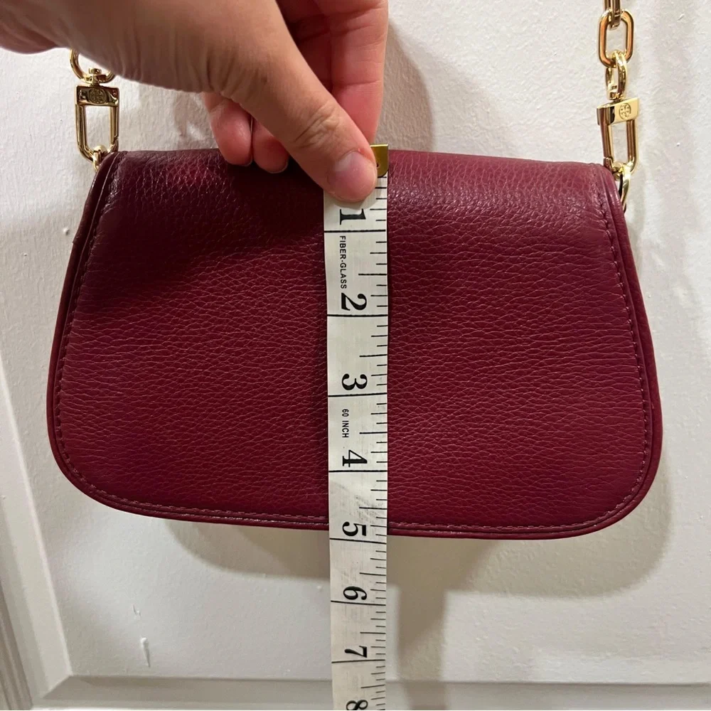 Tory Burch Tory Burch Burgundy Leather Bitten Clutch Bag